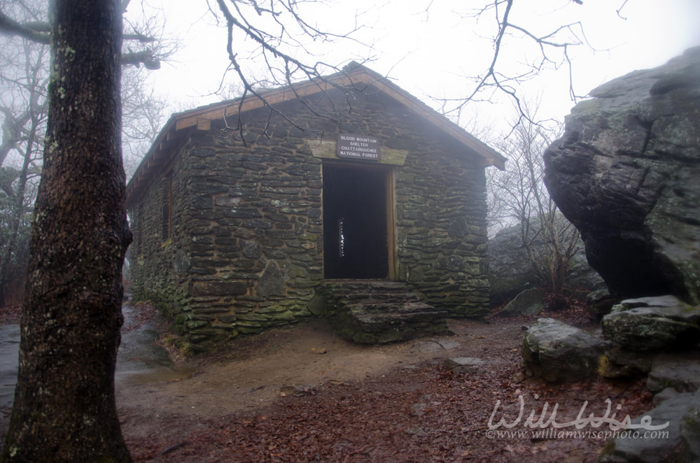 Appalachian Trail Blood Mountain Shelter in Fog Path Georgia Picture